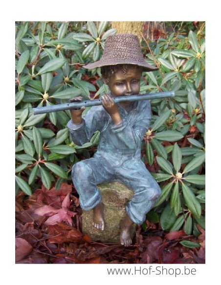 Joueur de flûte - sculpture en bronze (GA0856BR-V)