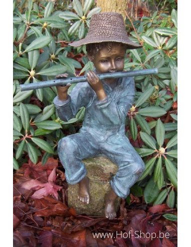 Joueur de flûte - sculpture en bronze (GA0856BR-V)