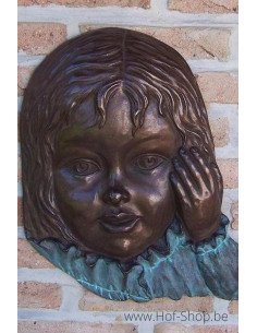 Meisjesgezicht muurdecoratie - bronzen beeld (HW0851BR-B)