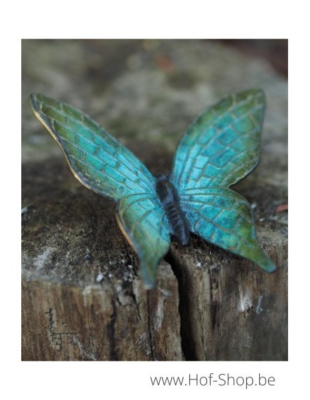 Vlinder hot patina groen - bronzen beeld (HW1825BRW-HP)