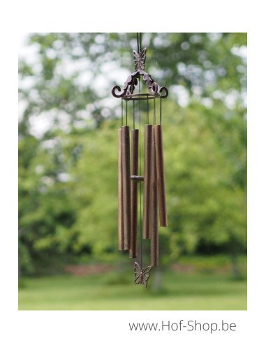 Carillon éolien avec papillon - statue en bronze (WC0099BR-V)