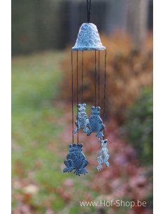 Carillon éoliens avec des grenouilles - statue en bronze (WC0165BR-B)