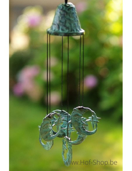 Windgong met maantjes - bronzen beeld (WC0165BR-B)