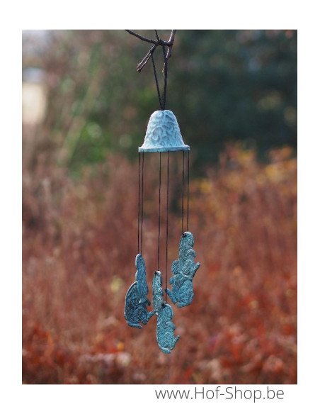 Carillon éoliens avec des lapins - statue en bronze (WC15149V)