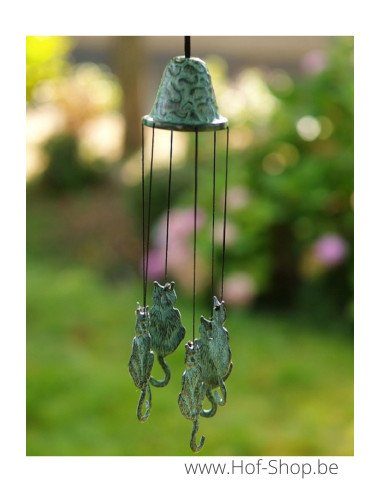 Carillon éoliens avec des chats - statue en bronze (WC6809V)