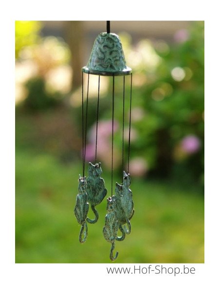 Carillon éoliens avec des chats - statue en bronze (WC6809V)
