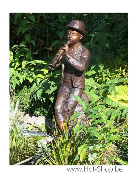 Jongen met fluit - bronzen beeld (B603L)