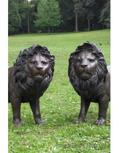 Couple de lions - statue en bronze (B1048)