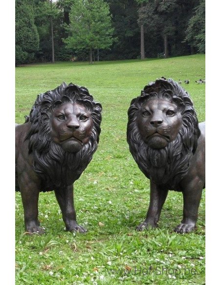 Couple de lions - statue en bronze (B1048)