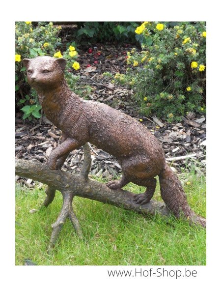 Steenmarter op tak - bronzen beeld (B1082)