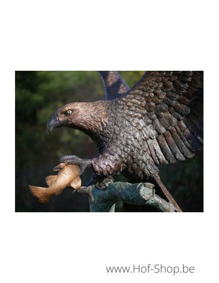 Aigle sur tronc d'arbre - statue en bronze (B1243)