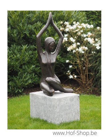 Femme moderne avec les mains en l'air - statue en bronze (B1250)