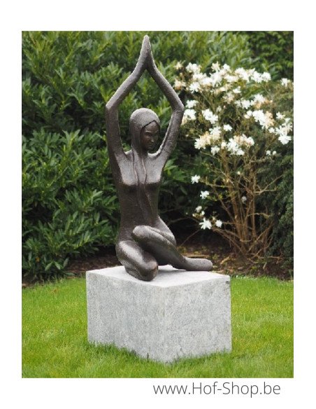 Femme moderne avec les mains en l'air - statue en bronze (B1250)