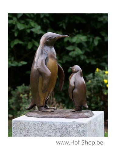 Penguin en baby - bronzen beeld (B1293)