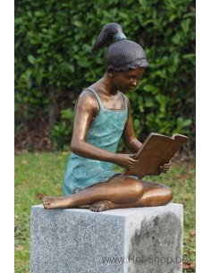 Lezend meisje - bronzen beeld (B07206)