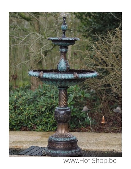 Fontaine 2 vasques - statue en bronze (B18083)