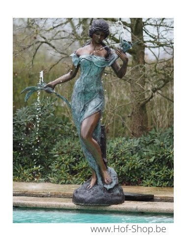 Femme avec fontaine florale - statue en bronze (B29380)