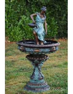 Fontaine femme à cruche - statue en bronze (B52290)