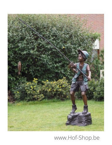 Visser op rots - bronzen beeld (B57160)