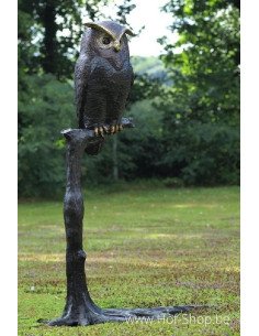 Hibou sur un arbre - statue en bronze (B57490)