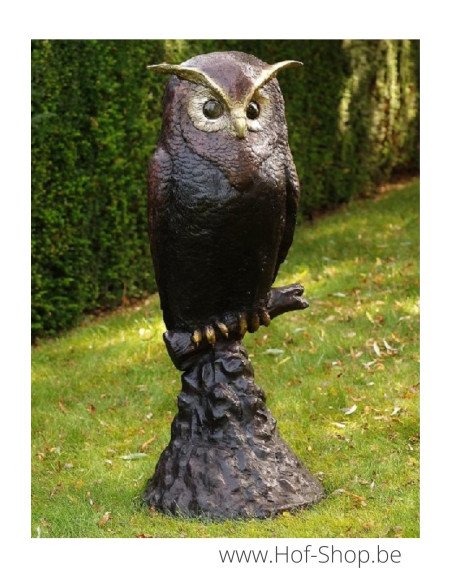 Hibou sur un rocher - statue en bronze (B57491)