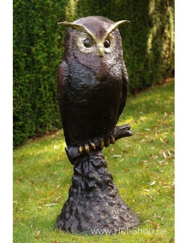 Uil op rots - bronzen beeld (B57491)