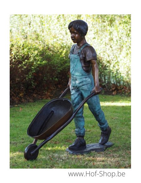 Garçon avec brouette - statue en bronze (AN1561BRW-V)