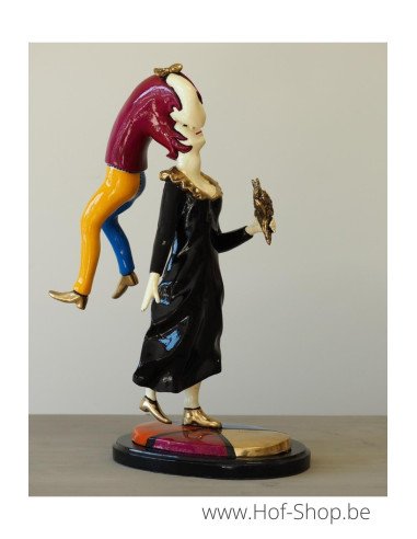 Kleurrijk modern koppel - bronzen beeld (B91210)