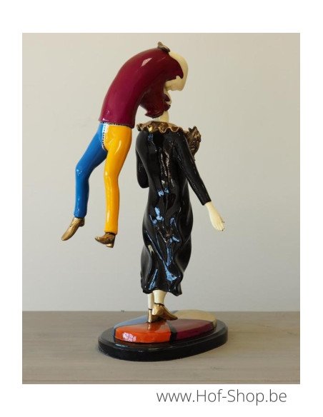 Kleurrijk modern koppel - bronzen beeld (B91210)