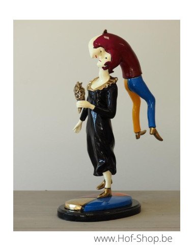 Kleurrijk modern koppel - bronzen beeld (B91210)