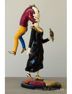 Kleurrijk modern koppel - bronzen beeld (B91210)