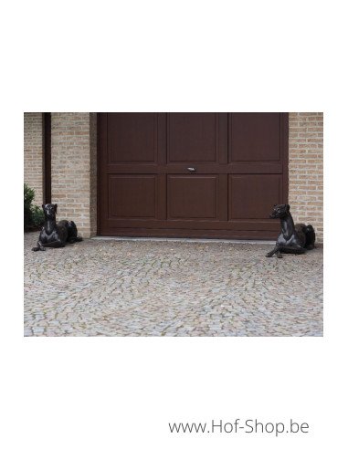 Liggende hond links - bronzen beeld (B94539)