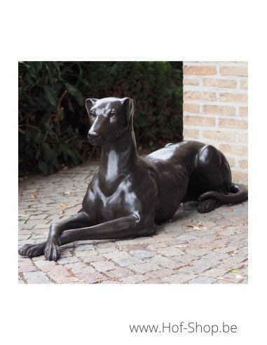 Chien couché à droite - statue en bronze (B94539)