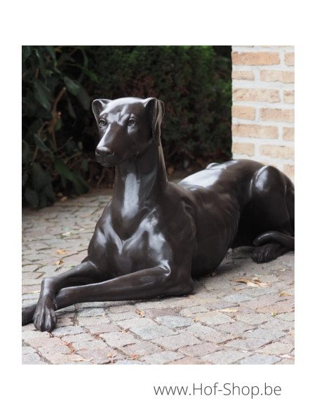 Chien couché à droite - statue en bronze (B94539)