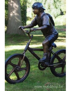 Garçon à vélo - sculpture en bronze (PB61012)