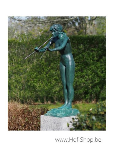 Femme avec flûte - sculpture en bronze (PB61042)