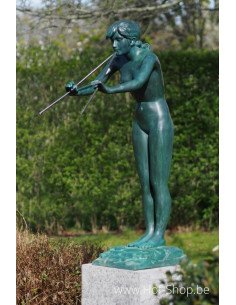 Vrouw met fluit - bronzen beeld (PB61042)