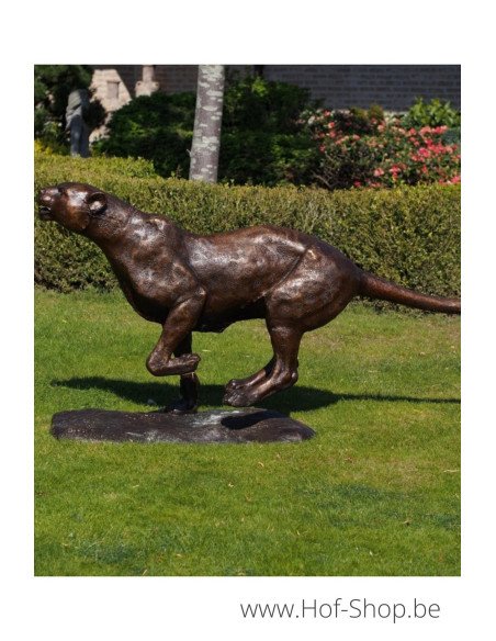 Lopende cheetah - bronzen beeld (PB61084)