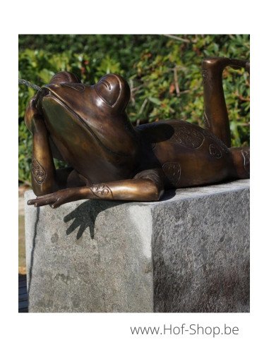 Liggende kikker - bronzen beeld (PB61101)