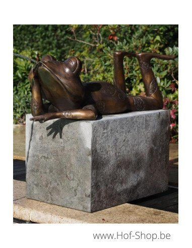Liggende kikker - bronzen beeld (PB61101)