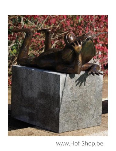 Liggende kikker - bronzen beeld (PB61101)