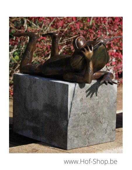 Liggende kikker - bronzen beeld (PB61101)