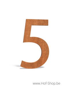 Nummer 5 cortenstaal (12 cm hoog) - Huisnummer Adezz
