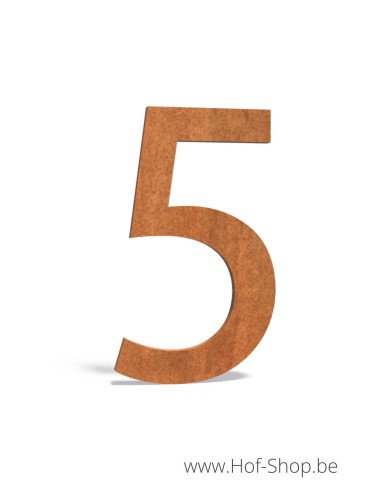Nummer 5 cortenstaal (12 cm hoog) - Huisnummer Adezz