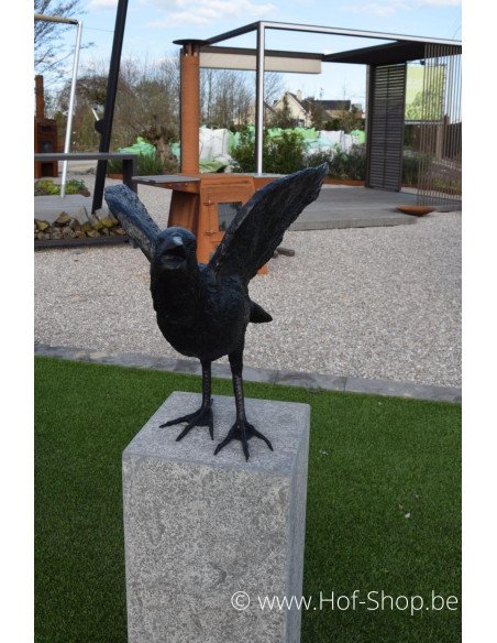 Raaf met open vleugels - bronzen beeld (B50418)
