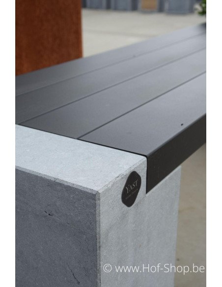 Banc de jardin 160 x 40 x 42 avec 1 bac à fleurs - banc de jardin YAST en pierre bleue