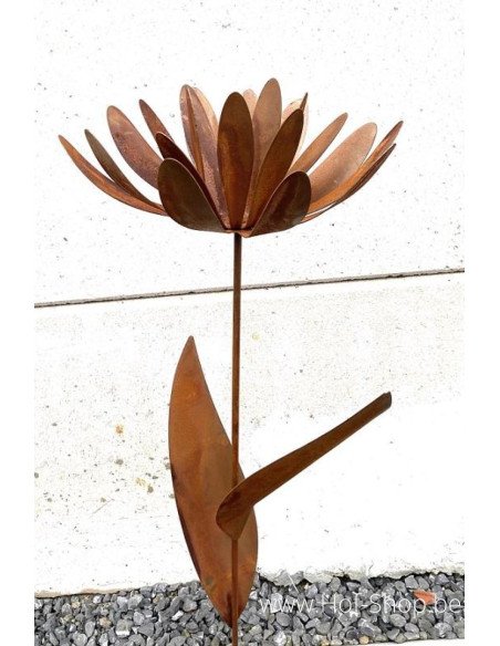Tuinsteker Bloem op steel - metalen figuur in ecoroest (MD14161)