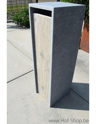 P-Box 9 Aspect bois - boîte aux lettres en pierre bleue