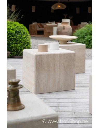 Piédestal en travertin 50 x 50 x 50 cm - Colonne Solace Living