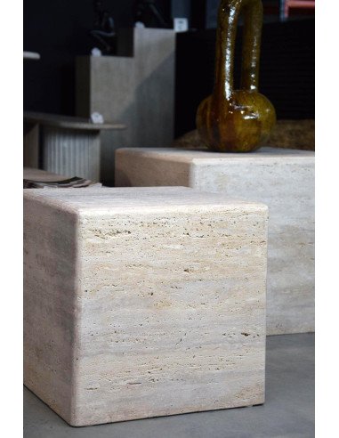 Travertin Sokkel 40 x 40 x 40 cm - Zuil Solace Living